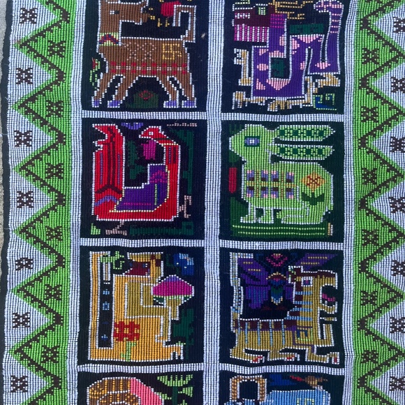 Chinese Zodiac Wall Hanging Bright Rainbow Textile Art Handmade VIntage - Picture 1 of 14